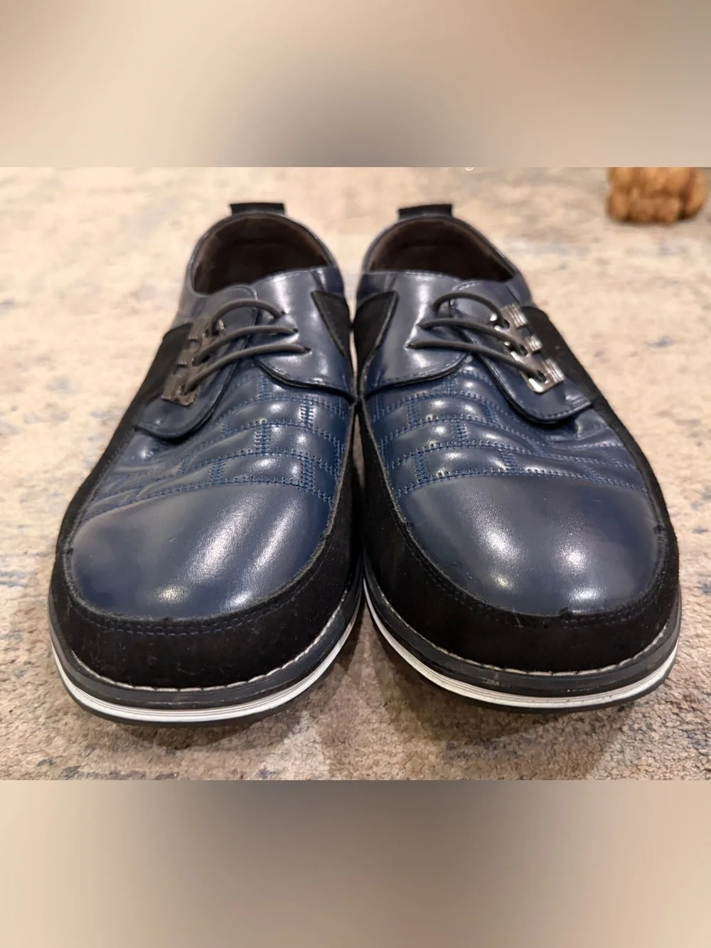 Gatsby Men's Navy and Black Leather Casual Lace-Up Shoes